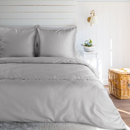 KOMPLET POŚCIELI RETRO 6 160 X 200 CM JASNOSZARY ze sklepu lenaodniemowlakadoszkolniaka.pl w kategorii Pościele - zdjęcie 187453159