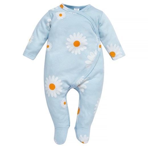 Pajacyk niemowlęcy DAISY niebieski,stokrotki 56 ze sklepu lenaodniemowlakadoszkolniaka.pl w kategorii Pajacyki - zdjęcie 187459527