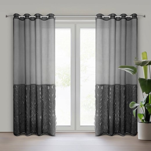 FIRANA GOTOWA DEBORA 140 X 250 CM CZARNY ze sklepu lenaodniemowlakadoszkolniaka.pl w kategorii Firany - zdjęcie 187460187