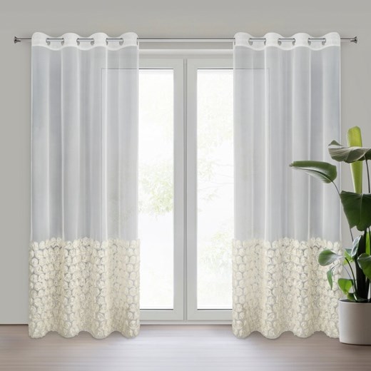 ZASŁONA GOTOWA ROSES 2 140 X 250 CM KREMOWY Eurofirany uniwersalny lenaodniemowlakadoszkolniaka.pl