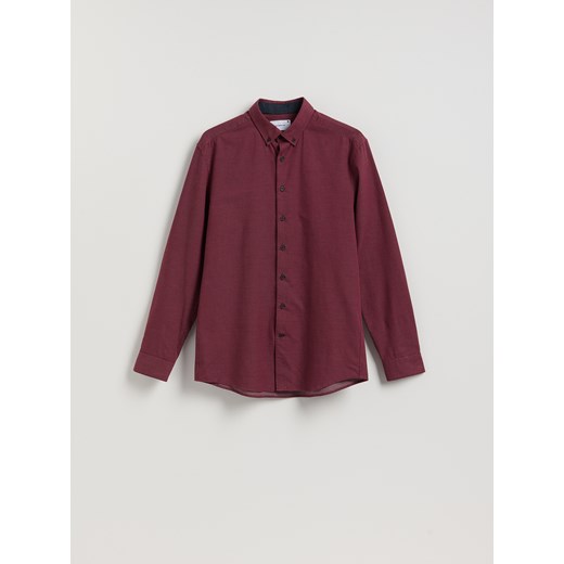 Reserved - Bawełniana koszula regular fit - bordowy ze sklepu Reserved w kategorii Koszule męskie - zdjęcie 187470388