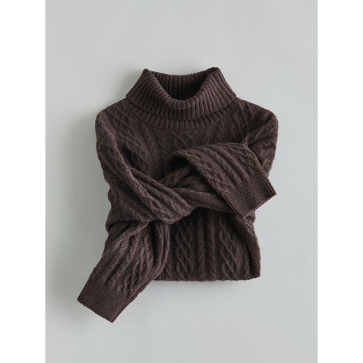 Reserved - Sweter z wełną - ciemnobrązowy ze sklepu Reserved w kategorii Swetry męskie - zdjęcie 187470466