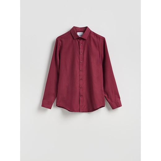 Reserved - Koszula slim z bawełny egipskiej - bordowy ze sklepu Reserved w kategorii Koszule męskie - zdjęcie 187470597
