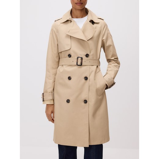 Reserved - Dwurzędowy trencz z paskiem - beżowy ze sklepu Reserved w kategorii Płaszcze damskie - zdjęcie 187470606