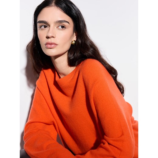 Mohito - Wełniany pomarańczowy sweter - pomarańczowy ze sklepu Mohito w kategorii Swetry damskie - zdjęcie 187472336