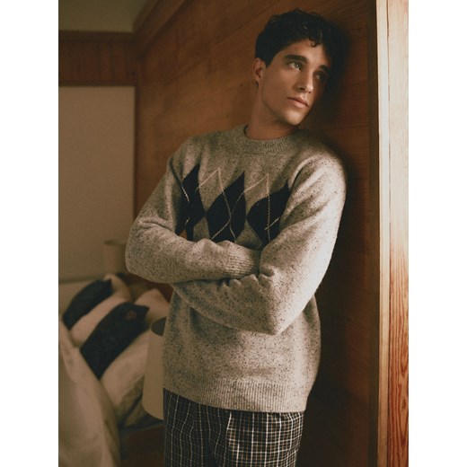 Reserved - Melanżowy sweter z wełną - jasnoszary ze sklepu Reserved w kategorii Swetry męskie - zdjęcie 187472656