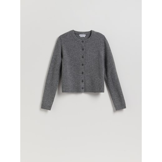 Reserved - Wełniany kardigan - szary ze sklepu Reserved w kategorii Swetry damskie - zdjęcie 187472717
