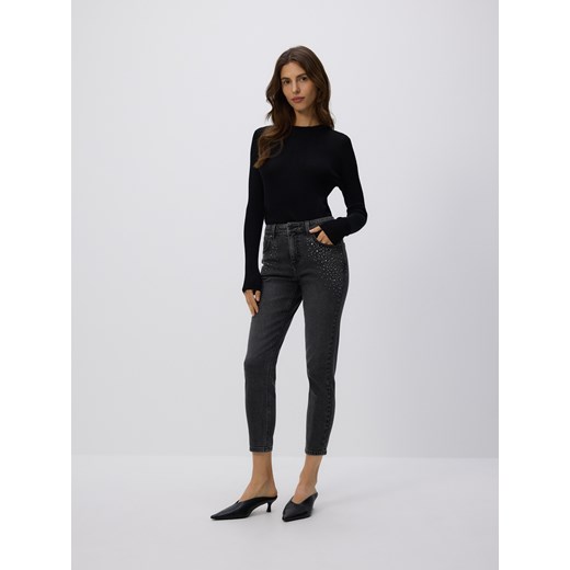 Reserved - Jeansy slim fit mid rise - turkusowy ze sklepu Reserved w kategorii Jeansy damskie - zdjęcie 187472767