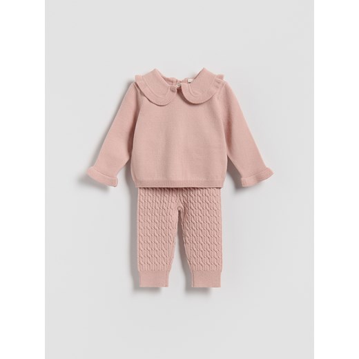 Reserved - Dzianinowy komplet - brudny róż ze sklepu Reserved w kategorii Komplety niemowlęce - zdjęcie 187472815