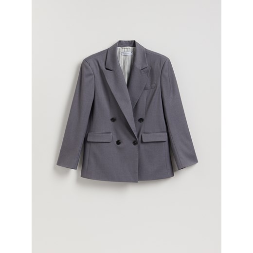 Reserved - Dwurzędowa marynarka - ciemnoszary ze sklepu Reserved w kategorii Marynarki damskie - zdjęcie 187472849