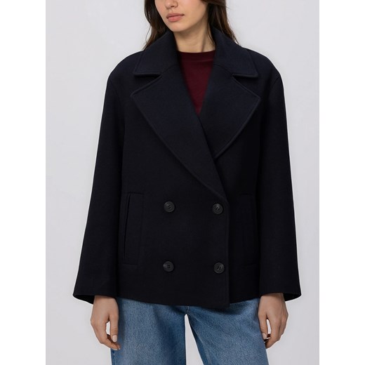Reserved - Flauszowa kurtka dwurzędowa - granatowy ze sklepu Reserved w kategorii Kurtki damskie - zdjęcie 187472916