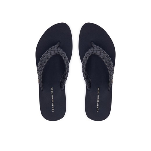 Japonki Tommy Hilfiger Th Wedge Cornrow Beach Sandal FW0FW09037 Granatowy ze sklepu eobuwie.pl w kategorii Klapki damskie - zdjęcie 187473337