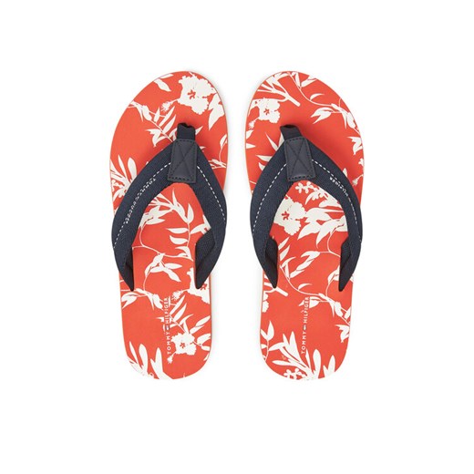 Japonki Tommy Hilfiger Hilfiger Flw Print Beach Sandal FM0FM05507 Granatowy ze sklepu eobuwie.pl w kategorii Klapki męskie - zdjęcie 187473376