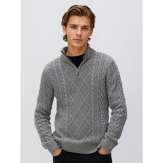 Reserved - Golf z warkoczowym splotem - szary ze sklepu Reserved w kategorii Swetry męskie - zdjęcie 187474208