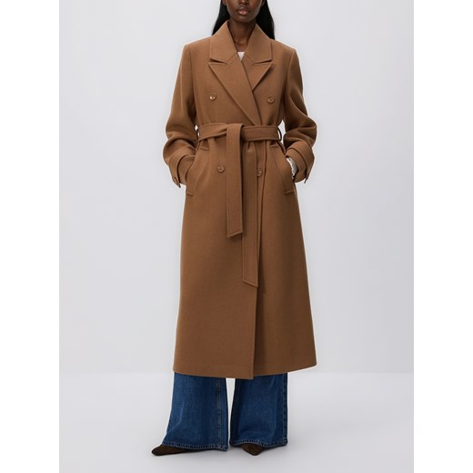 Reserved - Płaszcz z wełną - beżowy ze sklepu Reserved w kategorii Płaszcze damskie - zdjęcie 187474257