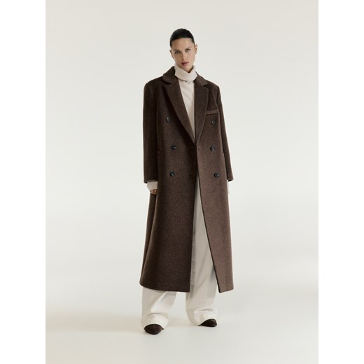 Reserved - Płaszcz oversize z wełną - brązowy ze sklepu Reserved w kategorii Płaszcze damskie - zdjęcie 187474269