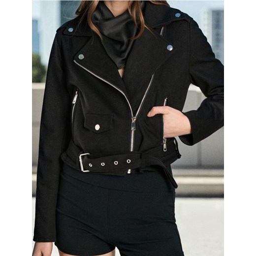 Sinsay - Kurtka ramoneska z paskiem - czarny ze sklepu Sinsay w kategorii Kurtki damskie - zdjęcie 187474936