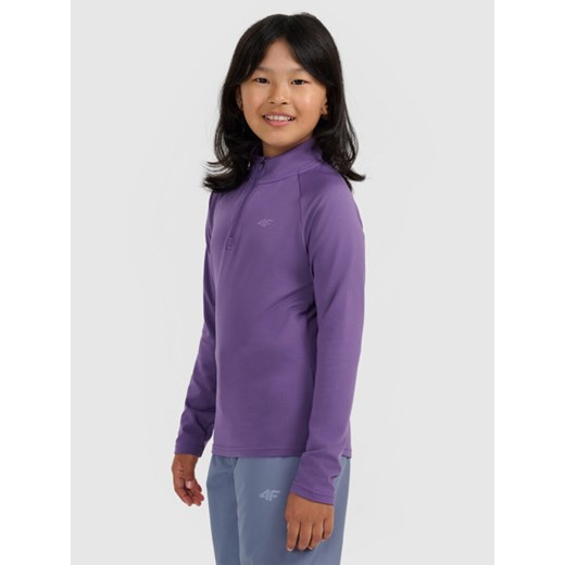 Dziecięca bielizna termiczna ocieplana (góra) 4F 4FJRAW25UBRUU115 - fioletowa ze sklepu Sportstylestory.com w kategorii Bielizna termoaktywna - zdjęcie 187475496