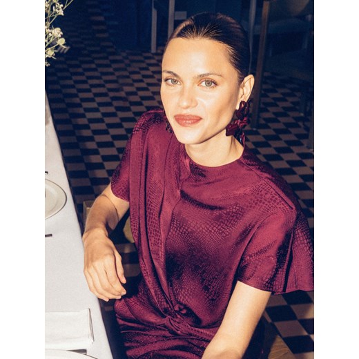 Reserved - Sukienka w zwierzęcy wzór - bordowy ze sklepu Reserved w kategorii Sukienki - zdjęcie 187476279