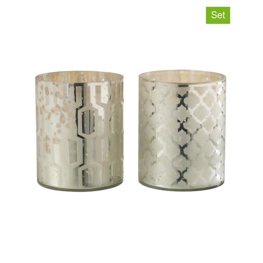 J Line Świeczniki (2 szt.) w kolorze srebrnym - wys. 15 x Ø 12 cm ze sklepu Limango Polska w kategorii Świeczniki - zdjęcie 187476865
