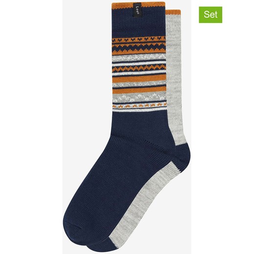 Lee Skarpety (2 pary) &quot;Roger&quot; w kolorze jasnoszaro-granatowo-musztardowym ze sklepu Limango Polska w kategorii Skarpetki męskie - zdjęcie 187478055