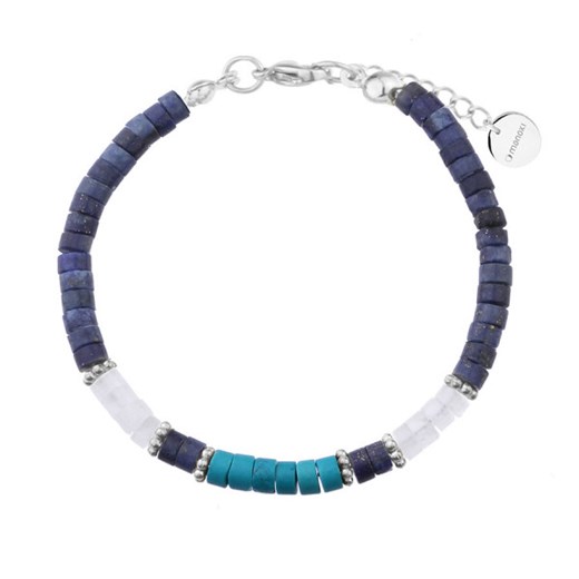 Srebrna bransoletka damska lapis lazuli, turkus, kryształ górski stal szlachetna ze sklepu manoki.pl w kategorii Bransoletki - zdjęcie 187478527