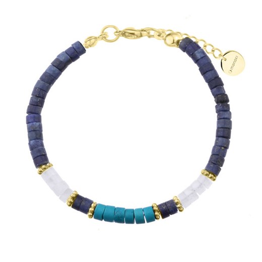 Złota bransoletka damska lapis lazuli, turkus, kryształ górski stal szlachetna ze sklepu manoki.pl w kategorii Bransoletki - zdjęcie 187478529