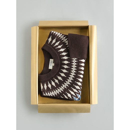 Reserved - Sweter z wełną - ciemnobrązowy ze sklepu Reserved w kategorii Swetry męskie - zdjęcie 187478868