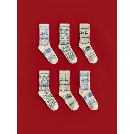 Reserved - Skarpetki ze świątecznym motywem 3 pack - złamana biel ze sklepu Reserved w kategorii Skarpetki damskie - zdjęcie 187478897