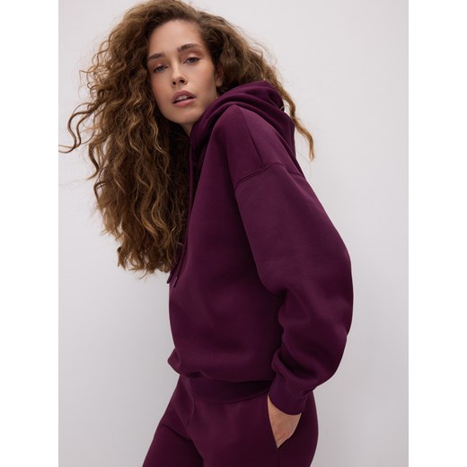 Reserved - Gładka bluza z bawełną - ciemnofioletowy ze sklepu Reserved w kategorii Bluzy damskie - zdjęcie 187478946