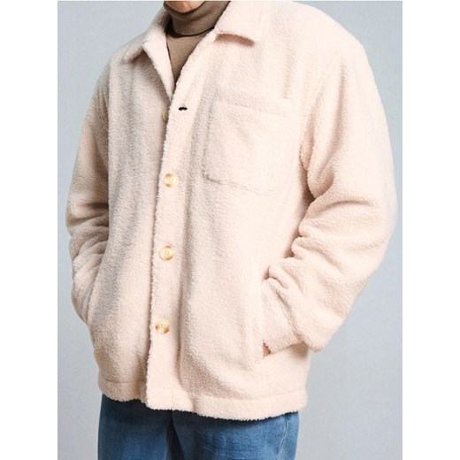 Sinsay - Rozpinana bluza z kołnierzem - kremowy ze sklepu Sinsay w kategorii Bluzy męskie - zdjęcie 187479316