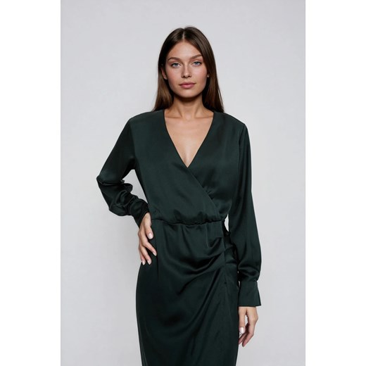 Sukienka z marszczeniem na biodrach zielona  Moodo.pl