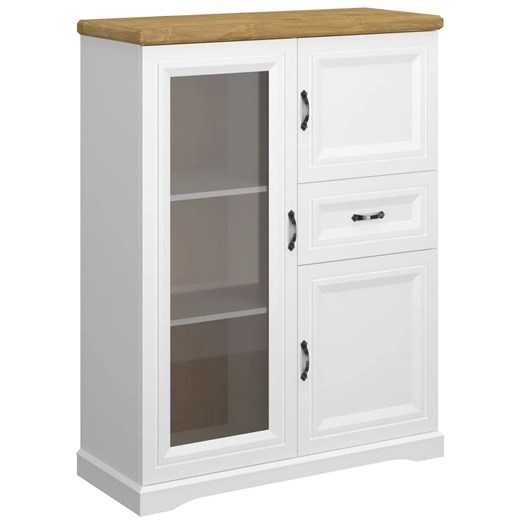 Niska witryna do salonu, jadalni biały + dąb harbor E2-R89 ze sklepu Edinos.pl w kategorii Regały i witryny - zdjęcie 187480356