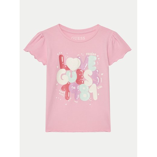Guess T-Shirt K5GI15K6YW4 Różowy Regular Fit ze sklepu MODIVO w kategorii Bluzki dziewczęce - zdjęcie 187481345
