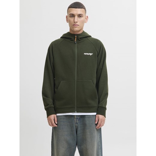 Jack & Jones Męska kurtka dresowa - JJThatcher Mężczyźni khaki jednolity ze sklepu vangraaf w kategorii Bluzy męskie - zdjęcie 187482049