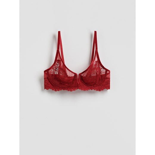 Reserved - Siateczkowy biustonosz z koronką - czerwony ze sklepu Reserved w kategorii Biustonosze - zdjęcie 187482267