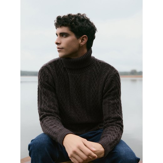 Reserved - Sweter z wełną - ciemnobrązowy ze sklepu Reserved w kategorii Swetry męskie - zdjęcie 187482299