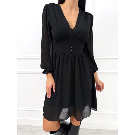 Czarna Szyfonowa Sukienka ze sklepu ModnaKiecka.pl w kategorii Sukienki - zdjęcie 187482655