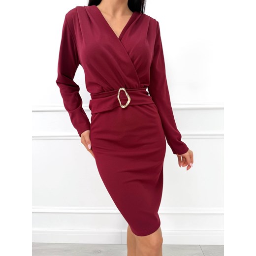 Bordowa Kopertowa Sukienka ze sklepu ModnaKiecka.pl w kategorii Sukienki - zdjęcie 187482668