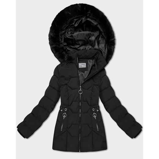 Dopasowana kurtka zimowa z odpinanym kapturem S'West czarna (B8196-1) ze sklepu goodlookin.pl w kategorii Kurtki damskie - zdjęcie 187483609