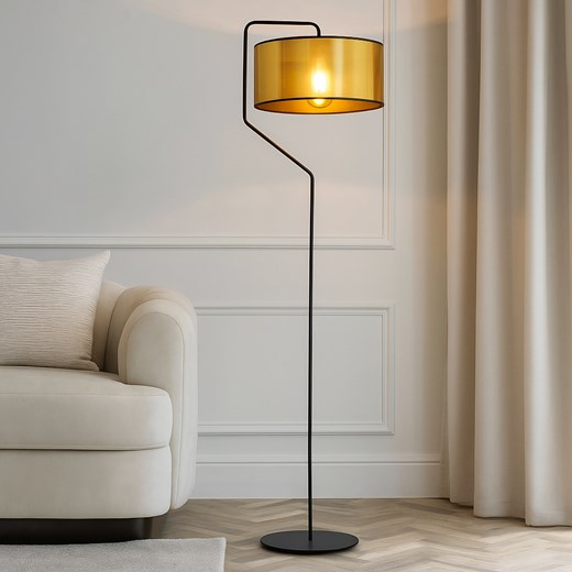 Czarno-złota lampa stojąca do salonu w stylu glamour TESALLIA MIRROR ze sklepu Lysne w kategorii Lampy podłogowe - zdjęcie 187484025