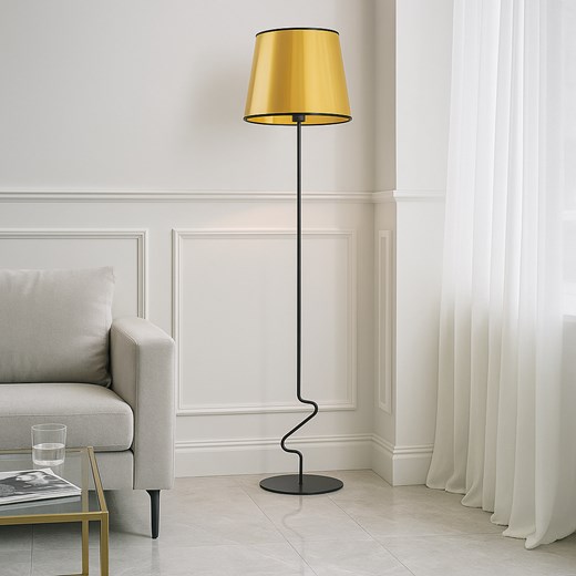 Czarno-złota lampa podłogowa w stylu glamour SURAT MIRROR ze sklepu Lysne w kategorii Lampy podłogowe - zdjęcie 187484029