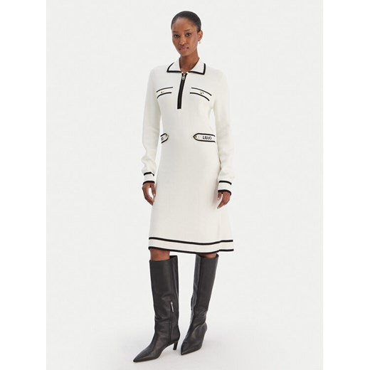 Liu Jo Sport Sukienka dzianinowa TF5251 MS59L Écru Regular Fit ze sklepu MODIVO w kategorii Sukienki - zdjęcie 187484257