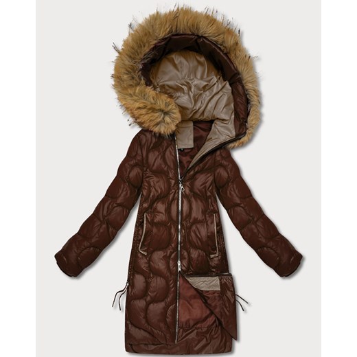 Kurtka damska z ozdobnym pikowaniem J Style czekoladowa (5M3351-158) ze sklepu goodlookin.pl w kategorii Kurtki damskie - zdjęcie 187484375