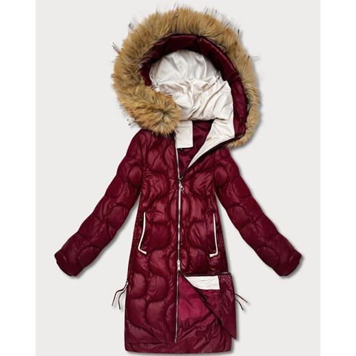 Kurtka damska z ozdobnym pikowaniem J Style bordowa (5M3351-1) ze sklepu goodlookin.pl w kategorii Kurtki damskie - zdjęcie 187484389