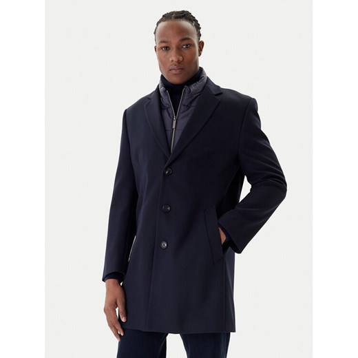 Bugatti Płaszcz wełniany 821628-84221 M Granatowy Regular Fit ze sklepu MODIVO w kategorii Płaszcze męskie - zdjęcie 187484548