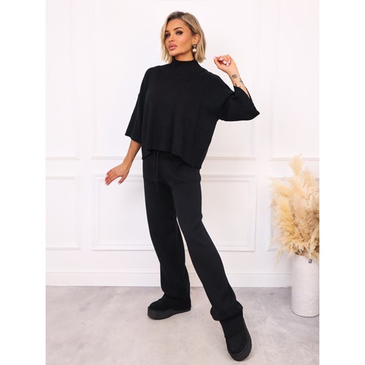 KOMPLET DZIANINOWY SWETER+ SPODNIE- CZARNY ze sklepu olika.com.pl w kategorii Komplety i garnitury damskie - zdjęcie 187485156