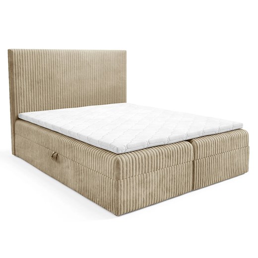 Jasnobrązowe łóżko tapicerowane sztruksem 5 rozmiarów - Masseno ze sklepu Edinos.pl w kategorii Łóżka i materace - zdjęcie 187485828