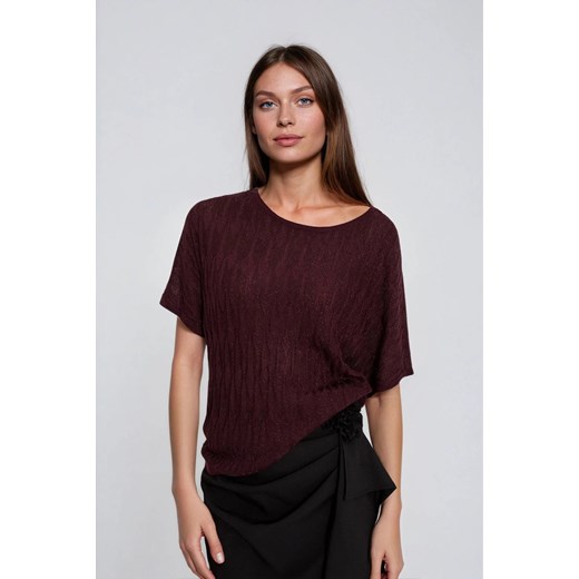 Sweter z krótkimi rękawami brązowy ze sklepu Moodo.pl w kategorii Swetry damskie - zdjęcie 187485987