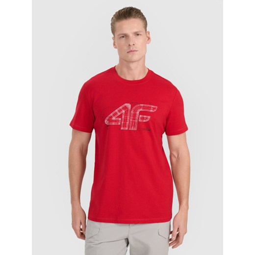 Męski t-shirt z nadrukiem 4F 4FRAW25TTSHM3311 - czerwony ze sklepu Sportstylestory.com w kategorii T-shirty męskie - zdjęcie 187486468